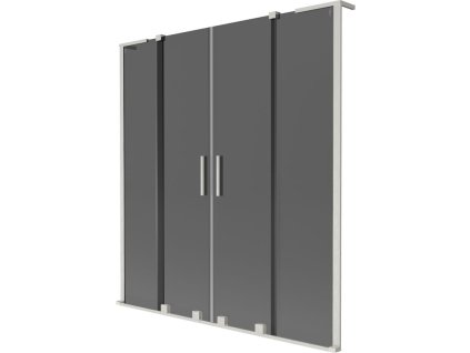 Mexen Velar L Duo 2-krídlová posuvná vaňová zástena 150 x 150 cm, grafitová, brúsený nikel - 896-150-003-42-97