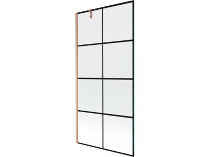 Mexen Next 1-krídlová vaňová zástena 90 x 150 cm, čierny dizajn, brúsená meď - 895-090-000-00-70-77