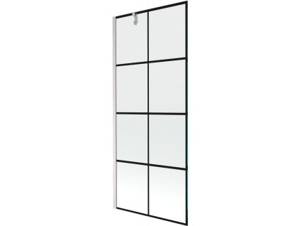 Mexen Next 1-krídlová vaňová zástena 80 x 150 cm, čierny dizajn, brúsený nikel - 895-080-000-00-77-97