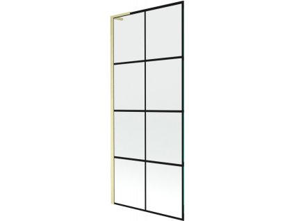 Mexen Next L 1-krídlová vaňová zástena 80 x 150 cm, čierny dizajn, brúsené zlato - 895-080-000-03-77-55
