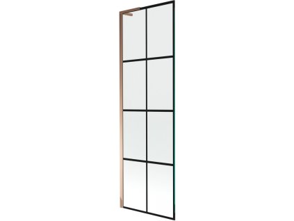 Mexen Next L 1-krídlová vaňová zástena 60 x 150 cm, čierny dizajn, ružové zlato - 895-060-000-03-77-60