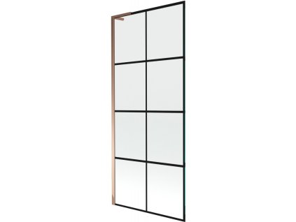 Mexen Next L 1-krídlová vaňová zástena 80 x 150 cm, čierny dizajn, ružové zlato - 895-080-000-03-77-60