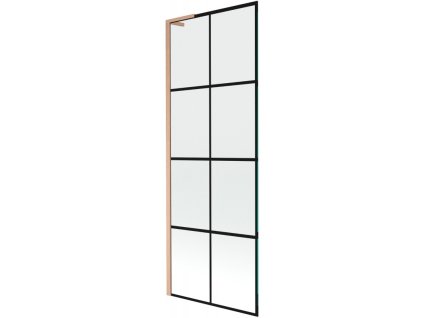 Mexen Next L 1-krídlová vaňová zástena 70 x 150 cm, čierny dizajn, brúsená meď - 895-070-000-03-77-65