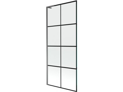 Mexen Next L 1-krídlová vaňová zástena 80 x 150 cm, čierny dizajn, pištoľový kov - 895-080-000-03-77-95