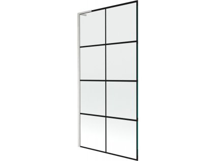 Mexen Next L 1-krídlová vaňová zástena 90 x 150 cm, čierny dizajn, brúsený nikel - 895-090-000-03-77-97