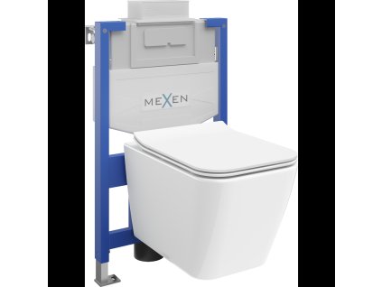 Mexen WC predstenová inštalačná súprava Fenix XS-U s WC misou Cube a pomalým sedadlom, biely lesk - 68530924000