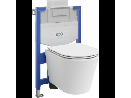 Mexen WC predstenová inštalačná súprava Fenix XS-U s WC misou Rico a sedadlom s pomalým vstupom, biela matná - 68530724001