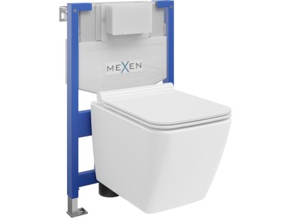 Mexen WC predstenová inštalačná súprava Fenix XS-F s WC miskou Vega a sedadlom s pomalým vstupom, biely lesk - 68030654000