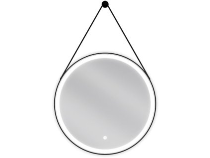 Mexen Reni osvetlené kúpeľňové zrkadlo, okrúhle 60 cm, LED 6000K, antipara, čierny rám - 9812-060-060-611-70