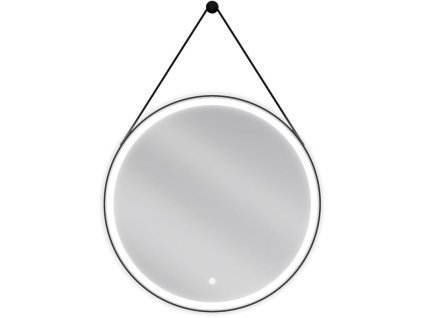 Mexen Reni osvetlené kúpeľňové zrkadlo, okrúhle 70 cm, LED 6000K, antipara, čierny rám - 9812-070-070-611-70