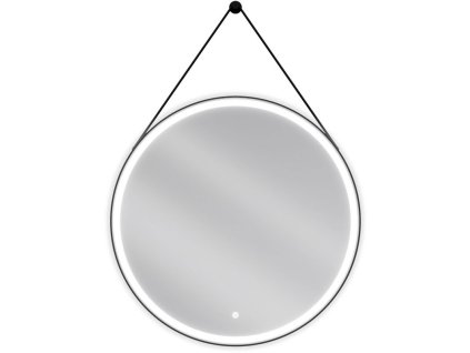 Mexen Reni osvetlené kúpeľňové zrkadlo, kruhové 80 cm, LED 6000K, antipara, čierny rám - 9812-080-080-611-70