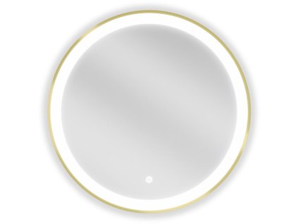 Mexen Esso osvetlené kúpeľňové zrkadlo, okrúhle 60 cm, LED 6000K, antipara, zlatý rám - 9825-060-060-611-50