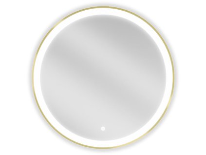 Mexen Esso osvetlené kúpeľňové zrkadlo, okrúhle 70 cm, LED 6000K, antipara, zlatý rám - 9825-070-070-611-50