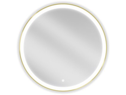 Mexen Esso osvetlené kúpeľňové zrkadlo, kruhové 80 cm, LED 6000K, antipara, zlatý rám - 9825-080-080-611-50