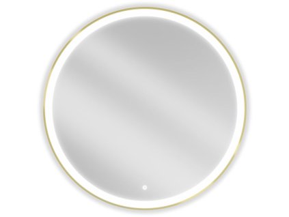 Mexen Esso osvetlené kúpeľňové zrkadlo, okrúhle 90 cm, LED 6000K, antipara, zlatý rám - 9825-090-090-611-50