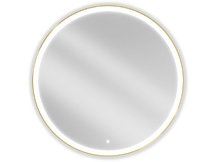 Mexen Esso osvetlené kúpeľňové zrkadlo, kruhové 100 cm, LED 6000K, antipara, zlatý rám - 9825-100-100-611-50