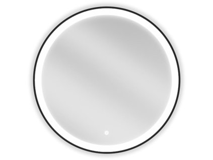 Mexen Esso osvetlené kúpeľňové zrkadlo, okrúhle 70 cm, LED 6000K, antipara, čierny rám - 9825-070-070-611-70