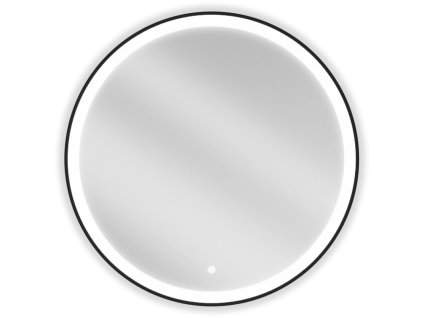 Mexen Esso osvetlené kúpeľňové zrkadlo, kruhové 80 cm, LED 6000K, antipara, čierny rám - 9825-080-080-611-70