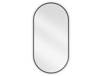 Mexen Loft oválne kúpeľňové zrkadlo 90 x 45 cm, čierny rám - 9851-090-045-000-70