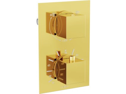 Mexen Cube termostatická vaňová a sprchová batéria s 2 výstupmi, zlatá - 77502-50
