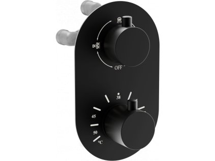 Mexen Kai termostatická vaňová a sprchová batéria, 3 výstupy, čierna - 77602-70