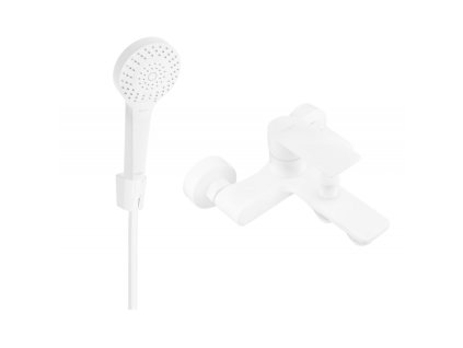 Mexen Royo R05 vaňová batéria so sprchovou súpravou, biela - 7223R05-20