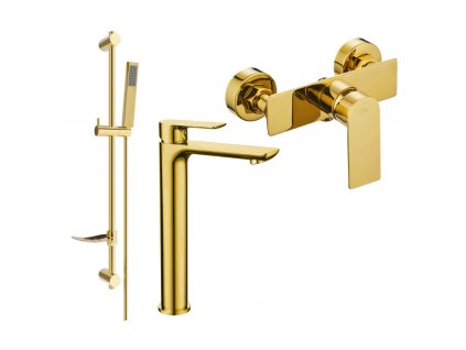 Mexen Alfa DF02 sprchová súprava, zlatá - 745714DF02-50