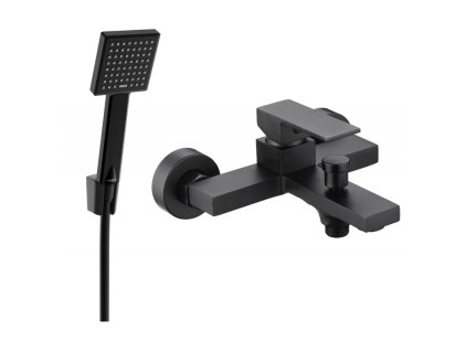 Mexen Uno R45 vaňová batéria so sprchovou súpravou, čierna - 7143R45-70