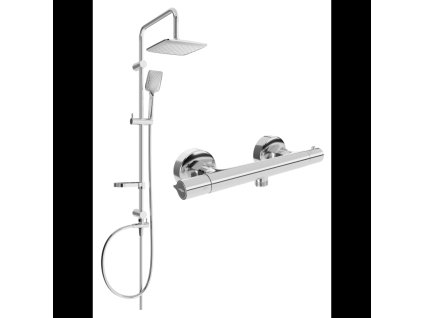 Mexen Sven nástenná sprchová súprava s dažďovou sprchou, termostatická sprchová batéria Slim, chróm - 77105262-00