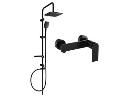 Mexen Sven nástenná sprchová súprava s dažďovou sprchou, sprchová batéria Zero, čierna -71140262-70