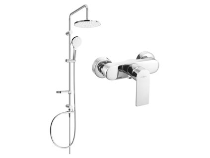 Mexen Erik nástenná sprchová súprava s dažďovou sprchou, sprchová batéria Royo, chróm - 72240205-00