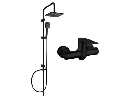 Mexen Tord nástenná sprchová súprava s dažďovou sprchou, sprchová batéria Pecos, čierna - 72740200-70