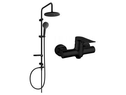 Mexen Erik nástenná sprchová súprava s dažďovou sprchou, sprchová batéria Pecos, čierna - 72740205-70