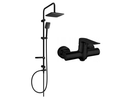 Mexen Sven nástenná sprchová súprava s dažďovou sprchou, sprchová batéria Pecos, čierna - 72740262-70