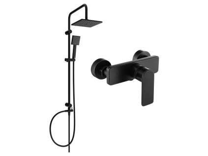 Mexen Tord nástenná sprchová súprava s dažďovou sprchou, sprchová batéria Cetus, čierna - 744340200-70