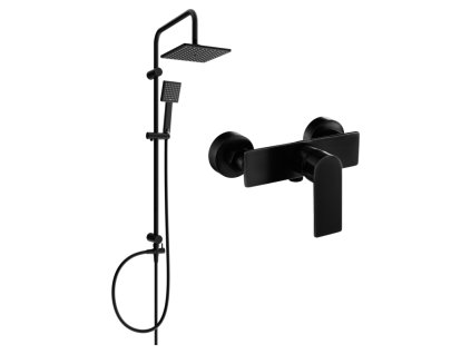 Mexen Tord nástenná sprchová súprava s dažďovou sprchou, sprchová batéria Alfa, čierna - 745740200-70