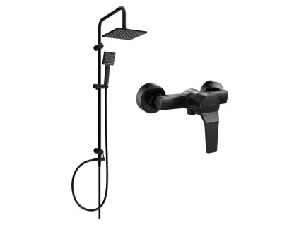 Mexen Tord nástenná sprchová súprava s dažďovou sprchou, sprchová batéria Caro, čierna - 746640200-70