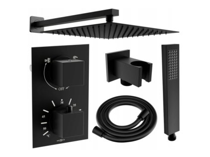 Mexen Cube DR02 podomietková sprchová súprava s dažďovou sprchou 25 cm, čierna - 77502DR0225-70