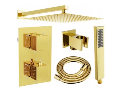 Mexen Cube DR02 podomietková sprchová súprava s dažďovou sprchou 25 cm, zlatá - 77502DR0225-50