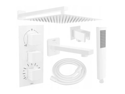Mexen Cube DR02 podomietková vaňovo-sprchová súprava s dažďovou hlavicou 25 cm, biela - 77503DR0225-20