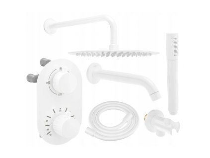 Skrytá vaňová a sprchová súprava Mexen Kai DR70 s 30 cm dažďovou sprchou, biela - 77602DR70301-20