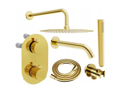 Mexen Kai DR70 podomietková vaňovo-sprchová súprava s dažďovou hlavicou 30 cm, zlatá - 77602DR70301-50