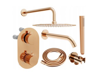 Mexen Kai DR70 podomietková vaňovo-sprchová súprava s dažďovou hlavicou 30 cm, ružové zlato - 77602DR70301-60