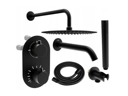 Mexen Kai DR70 podomietková vaňovo-sprchová súprava s dažďovou hlavicou 30 cm, čierna - 77602DR70301-70