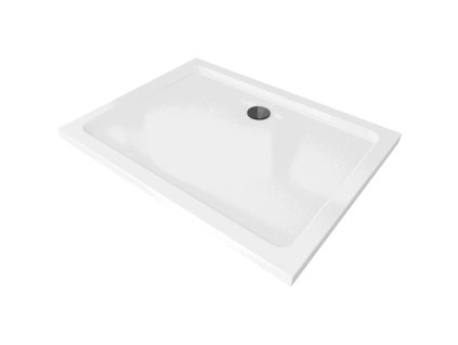 Mexen Flat sprchová vanička obdĺžniková slim 100 x 70 cm, biela, sifón čierny - 40107010B