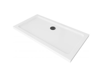 Mexen Flat sprchová vanička obdĺžniková slim 120 x 70 cm, biela, sifón čierny - 40107012B
