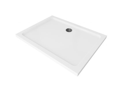 Mexen Flat sprchová vanička obdĺžniková slim 100 x 80 cm, biela, sifón čierny - 40108010B