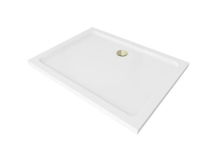 Mexen Flat sprchová vanička obdĺžniková slim 120 x 90 cm, biela, sifón zlatý - 40109012G