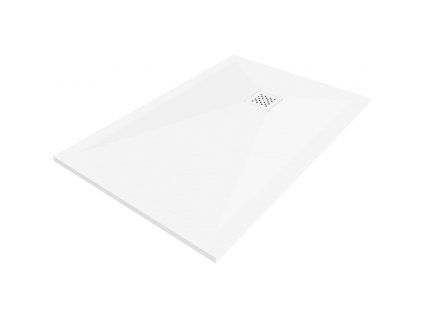 Kompozitná obdĺžniková sprchová vanička Mexen Stone+, 140 x 100 cm, biela, biela krycia doska - 44101014-W