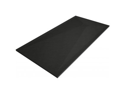 Kompozitná obdĺžniková sprchová vanička Mexen Stone+ 200 x 100 cm, čierna, čierna mriežka - 44701020-B